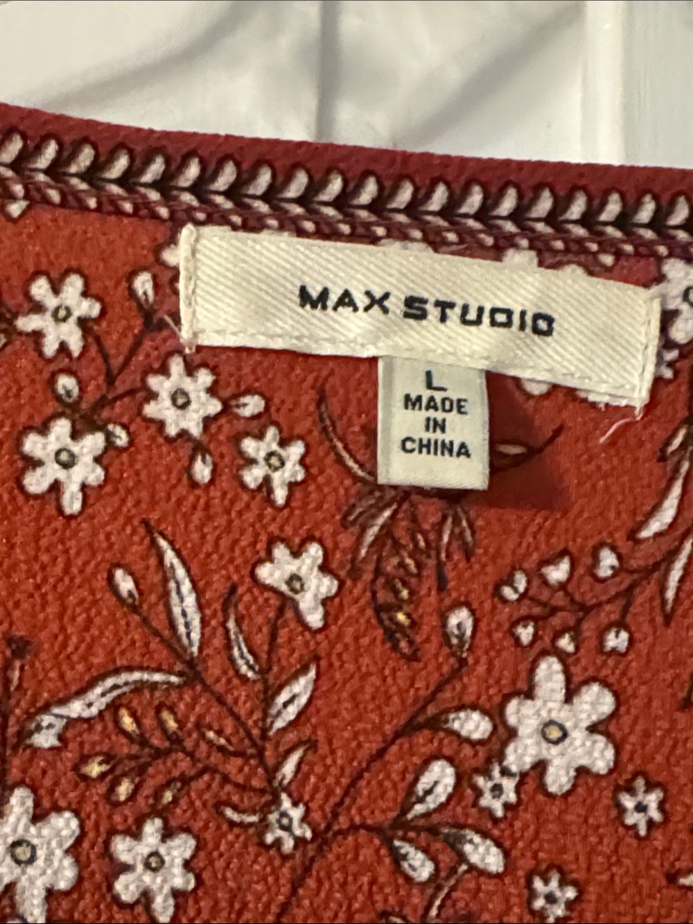Max Studio Rust Floral Wrap Dress with Ruffled Sleeves - Picture 3 of 4